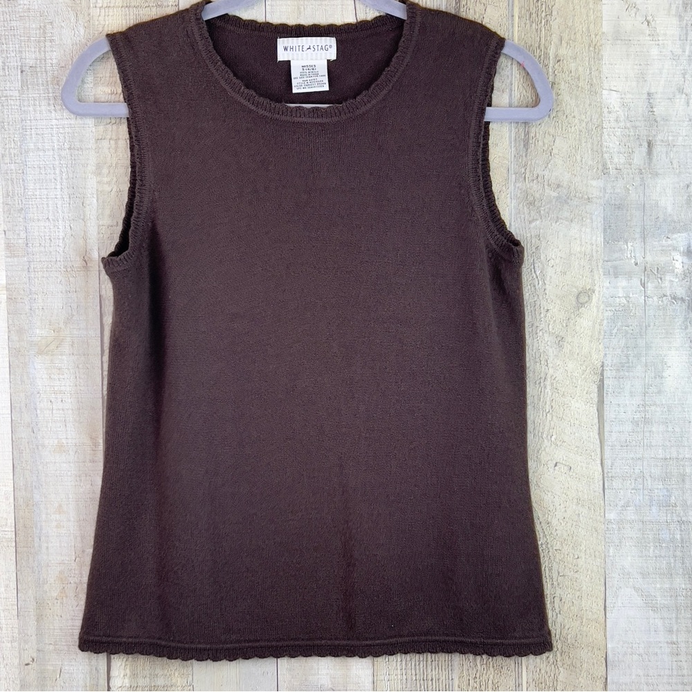 White Stag Y2K Vintage Small (4/6) Sleeveless Tiny Scallop Hem Crewneck …